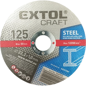 Extol Craft vágókorong acélhoz 125×1,0×22,2mm