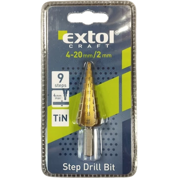 Extol Craft lépcsős fémfúró, 9 lépcsős; (4-20mm, 2mm lépcsők)