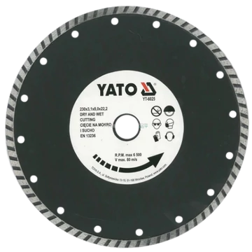 YATO gyémánt vágótárcsa 230x22,2 mm turbó