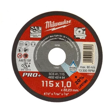 Milwaukee vágókorong fémre 115x1,0x22,2 inox egyenes SC41 PRO+