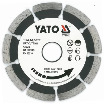 YATO gyémánt vágótárcsa 115x22,2 mm szegmentált