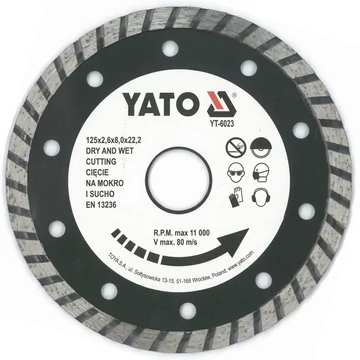 YATO gyémánt vágótárcsa 125x22,2 mm turbó
