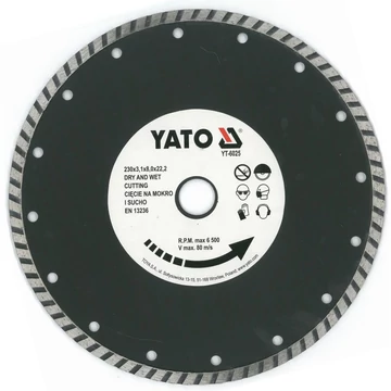 YATO gyémánt vágótárcsa 230x22,2 mm turbó