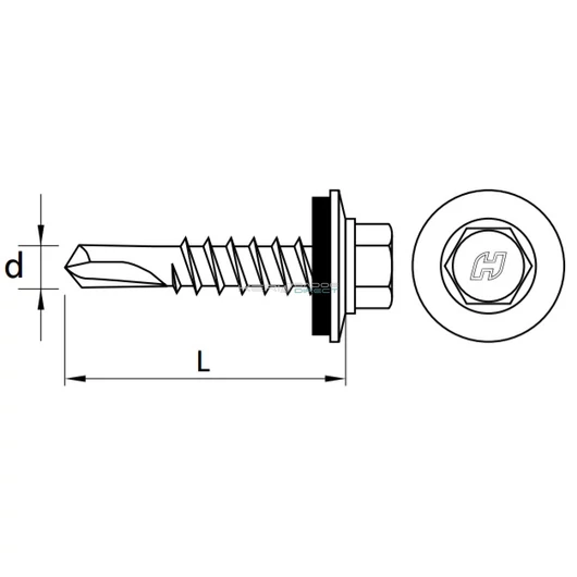 Önfúró vascsavar gumialátéttel 4,8 x 19mm