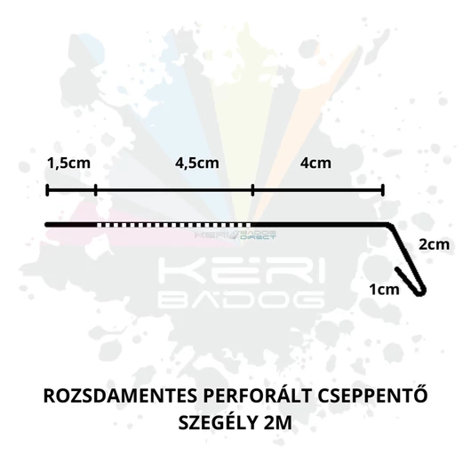 Rozsdamentes terasz cseppentő szegély 2m