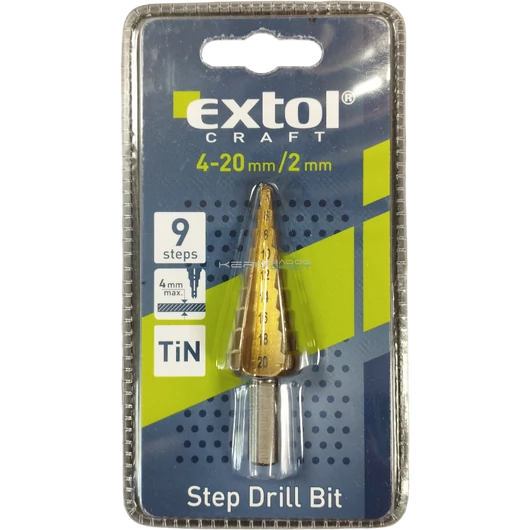 Extol Craft lépcsős fémfúró, 9 lépcsős; (4-20mm, 2mm lépcsők)