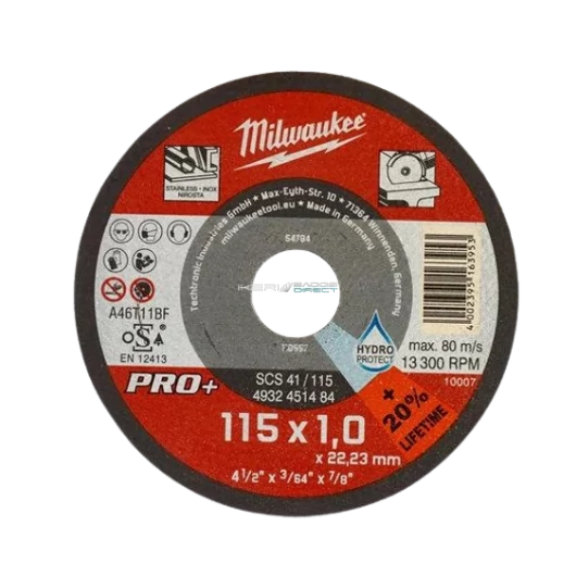 Milwaukee vágókorong fémre 115x1,0x22,2 inox egyenes SC41 PRO+