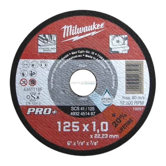 Milwaukee vágókorong fémre 125x1,0x22,2 inox egyenes SC41 PRO+