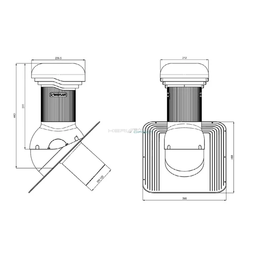 Gravitációs szellőző zsindely, pala, síkcserép fedéshez Ø125mm