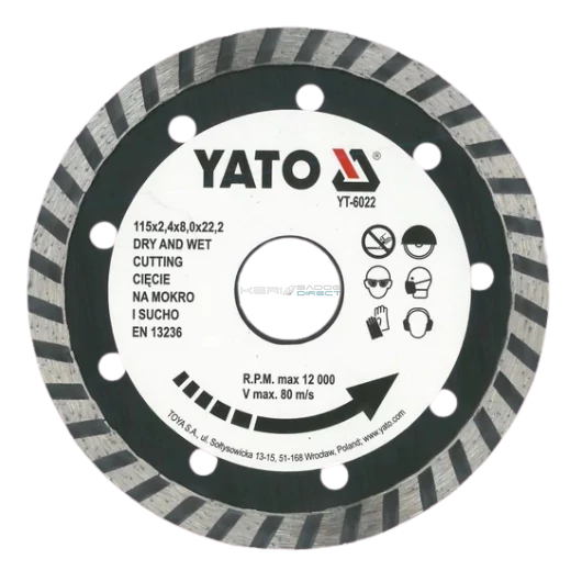YATO gyémánt vágótárcsa 115x22,2 mm turbó