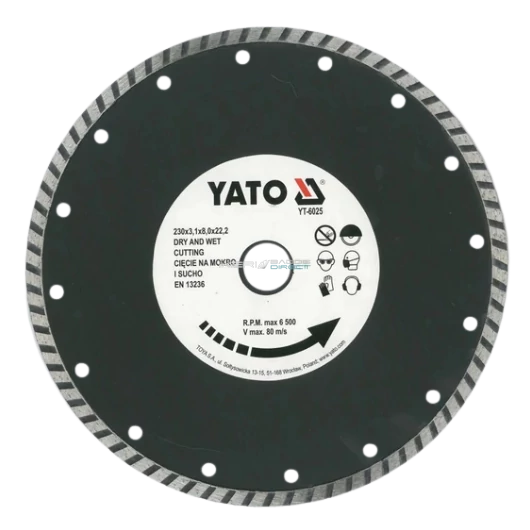 YATO gyémánt vágótárcsa 230x22,2 mm turbó
