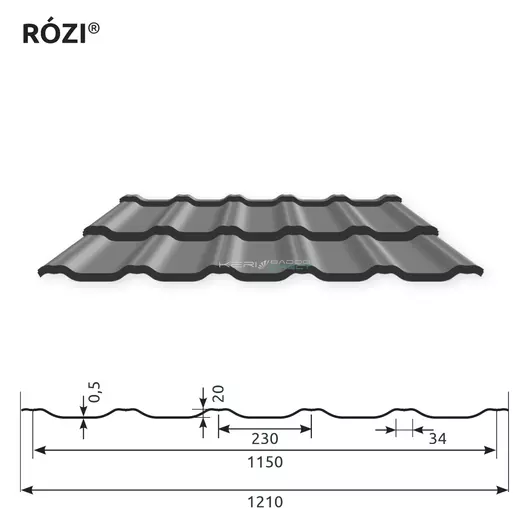 KériBádog Rózi moduláris cserepeslemez metszet