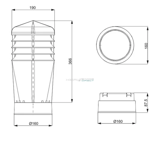 Gravitációs szellőző Ø150 mm - 160 mm