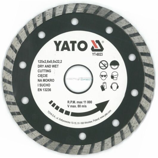YATO gyémánt vágótárcsa 125x22,2 mm turbó